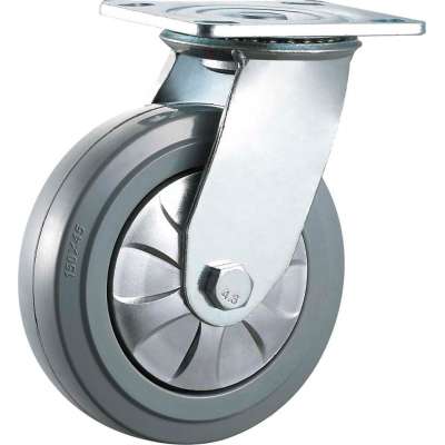 Heavy duty caster wheel swivel TPR plastic 150 mm double ball bearing wheels