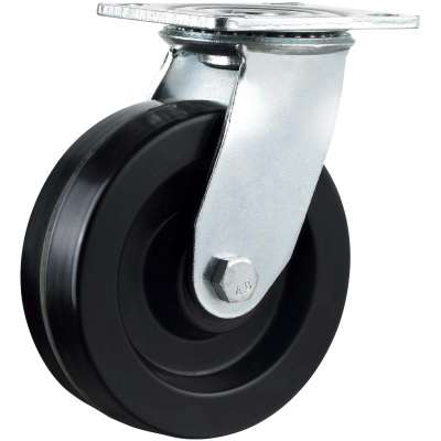 Heavy duty polyolefin swivel caster wheel  plastic black trolley wheels 6 inch