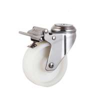 75mm 100mm 125mm Bolt Hole 304 Stainless Steel Nylon Wheel Caster With Brake