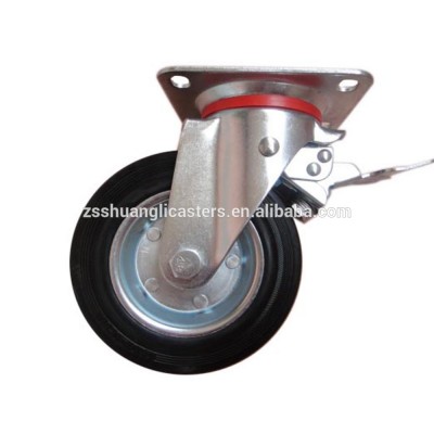 160mm Industrial Caster Wheels Metal Rim Rubber Swivel Trolley Wheels