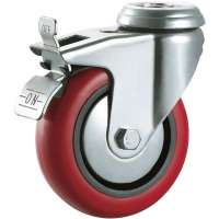 Industrial caster wheel swivel bolt hole with brake Poly Urethane 4 inch plain bearing small rail trolley wheel