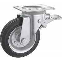 long way factory price 6.4 8 inch 210 kg bearing steel core rubber caster garbage bin wheel