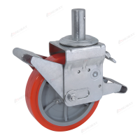 Longway scaffold caster with PU wheel PP core plain bearing solid stem heavy duty caster