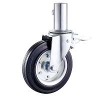 Heavy duty scaffolding caster 200mm swivel rubber wheel with brake