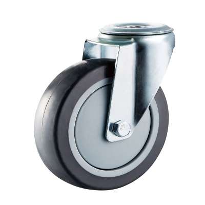 Rubber Caster Wheel 4 inch swivel bolt hole type caster